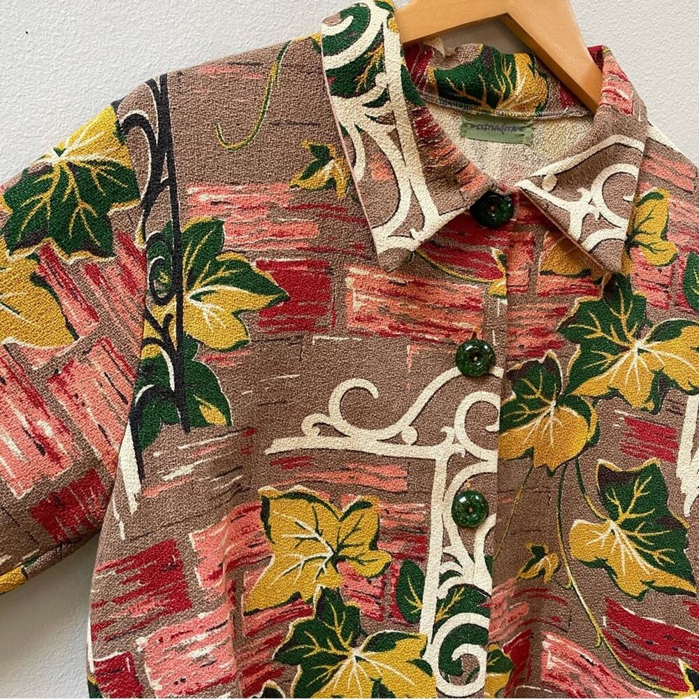 Vintage 60's 70's Unique Cropped Brown Floral Tapestry Jacket, Women's Small - Picture 5 of 9